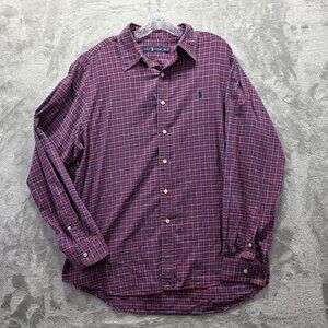 Ralph Lauren Shirt Mens Extra Large Red Blue Plaid Long Sleeve Button Down Pony
